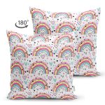 - Print - Realhomes Çift Taraflı Gökkuşağı Temalı Dijital Baskılı Özel Tasarım Modern Süet Yastık Kırlent Kılıfı Realhomes
