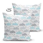 - Print - Realhomes Çift Taraflı Gökyüzü Ve Bulutlar Temalı Dijital Baskılı Özel Tasarım Modern Süet Yastık Kırlent Kılıfı Realhomes