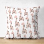 - Печать - Realhomes Çift Taraflı Sevimli Zürafa Temalı Dijital Baskılı Özel Tasarım Modern Süet Yastık Kırlent Kılıfı Realhomes