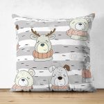 - Печать - Realhomes Çift Taraflı Atkılı Sevimli Hayvanlar Temalı Dijital Baskılı Özel Tasarım Modern Süet Yastık Kırlent Kılıfı Realhomes