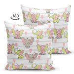 - Suet-K1460-Gorsel-1 - Realhomes Çift Taraflı Sevimli Fil Motifli Dijital Baskılı Özel Tasarım Modern Süet Yastık Kırlent Kılıfı Realhomes