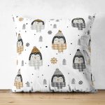 - Suet-K1463-Gorsel - Realhomes Çift Taraflı Atkılı Penguen Motifli Dijital Baskılı Özel Tasarım Modern Süet Yastık Kırlent Kılıfı Realhomes