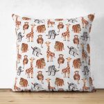 - Basic RGB - Realhomes Çift Taraflı Sevimli Orman Hayvanları Desenli Dijital Baskılı Özel Tasarım Modern Süet Yastık Kırlent Kılıfı Realhomes