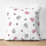 - Suet-K1468-Gorsel - Realhomes Çift Taraflı Sevimli Uğurböceği Motifli Dijital Baskılı Özel Tasarım Modern Süet Yastık Kırlent Kılıfı Realhomes