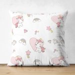 - Cute little unicorn seamless pattern - Realhomes Çift Taraflı Kalp Ve Unicorn Temalı Dijital Baskılı Özel Tasarım Modern Süet Yastık Kırlent Kılıfı Realhomes