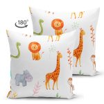 - Suet-K1471-Gorsel-1 - Realhomes Çift Taraflı Orman Hayvanları Desenli Dijital Baskılı Özel Tasarım Modern Süet Yastık Kırlent Kılıfı Realhomes