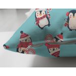 - все пингвины - Realhomes Çift Taraflı Atkı Ve Bereli Penguen Temalı Dijital Baskılı Özel Tasarım Modern Süet Yastık Kırlent Kılıfı Realhomes