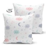 - Cute seamless pattern for kids. Lovely children background with - Realhomes Çift Taraflı Ay Bulut Ve Yıldız Motifli Dijital Baskılı Özel Tasarım Modern Süet Yastık Kırlent Kılıfı Realhomes