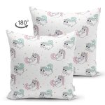 - Suet-K1482-Gorsel-1 - Realhomes Çift Taraflı Sevimli Unicorn Desenli Dijital Baskılı Özel Tasarım Modern Süet Yastık Kırlent Kılıfı Realhomes