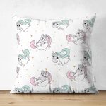 - Suet-K1482-Gorsel - Realhomes Çift Taraflı Sevimli Unicorn Desenli Dijital Baskılı Özel Tasarım Modern Süet Yastık Kırlent Kılıfı Realhomes