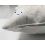 - Print - Realhomes Çift Taraflı Krem Zeminde Bulut Ve Ay Desenli Dijital Baskılı Özel Tasarım Modern Süet Yastık Kırlent Kılıfı Realhomes