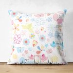 - Suet-K1487-Gorsel - Realhomes Çift Taraflı Kelebek Ve Kuş Desenli Dijital Baskılı Özel Tasarım Modern Süet Yastık Kırlent Kılıfı Realhomes