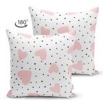 - Suet-K1488-Gorsel-1 - Realhomes Çift Taraflı Puanlı Zeminde Pembe Kalpler Dijital Baskılı Özel Tasarım Modern Süet Yastık Kırlent Kılıfı Realhomes