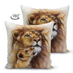- Suet-K149-Gorsel-1 - Realhomes Çift Taraflı Aslan Desenli Dijital Baskılı Dekoratif Modern Süet Yastık Kırlent Kılıfı Realhomes