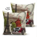 - Suet-K151-Gorsel-1 - Realhomes Çift Taraflı Klasik Araba Paris Desenli Dijital Baskılı Dekoratif Modern Süet Yastık Kırlent Kılıfı Realhomes