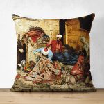 - Suet-K1512-Gorsel - Realhomes Çift Taraflı Osmanlı Kapalı Çarşı Yorgancı Motifli Dijital Baskılı Dekoratif Modern Süet Yastık Kırlent Kılıfı Realhomes