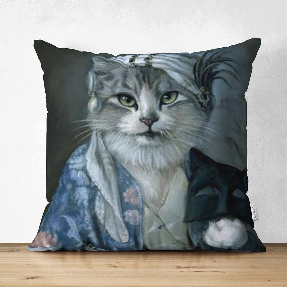 Çift Taraflı Kedi Desenli Dijital Baskılı Dekoratif Modern Süet Yastık Kırlent Kılıfı Realhomes