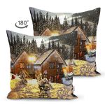 - Suet-K1536-Gorsel-1 - Realhomes Çift Taraflı Karlı Ev Manzarası Dijital Baskılı Dekoratif Modern Süet Yastık Kırlent Kılıfı Realhomes