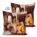 Çift Taraflı Osmanlı Motifli Dijital Baskılı Dekoratif Modern Süet Yastık Kırlent Kılıfı Realhomes