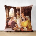 Çift Taraflı Osmanlı Motifli Dijital Baskılı Dekoratif Modern Süet Yastık Kırlent Kılıfı Realhomes