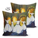 Çift Taraflı Semazen Temalı Yağlı Boya Dijital Baskılı Dekoratif Modern Süet Yastık Kırlent Kılıfı Realhomes