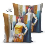 - Suet-K1561-Gorsel-1 - Realhomes Çift Taraflı Osmanlı Kadın Figürü Yağlı Boya Dijital Baskılı Dekoratif Modern Süet Yastık Kırlent Kılıfı Realhomes