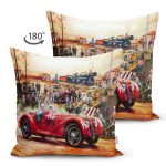 Çift Taraflı Retro Yarış Temalı Dijital Baskılı Dekoratif Modern Süet Yastık Kırlent Kılıfı Realhomes
