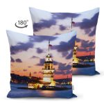 - Suet-K1566-Gorsel-1 - Realhomes Çift Taraflı Kız Kulesi Manzarası Dijital Baskılı Dekoratif Modern Süet Yastık Kırlent Kılıfı Realhomes