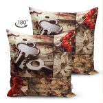 - Vintage collage - Realhomes Çift Taraflı Kağıt Üzerinde Çiçek Ve Anahtar Desenli Dijital Baskılı Dekoratif Modern Süet Yastık Kırlent Kılıfı Realhomes