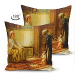 Çift Taraflı Osmanlı Desenli Yağlı Boya Dijital Baskılı Dekoratif Modern Süet Yastık Kırlent Kılıfı Realhomes