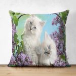 - SSJ-154922 - Realhomes Çift Taraflı Çiçekler İçinde Sevimli Yavru Kediler Dijital Baskılı Dekoratif Modern Süet Yastık Kırlent Kılıfı Realhomes