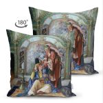 - Suet-K1585-Gorsel-1 - Realhomes Çift Taraflı Osmanlı Temalı Kadınlar Yağlı Boya Dijital Baskılı Dekoratif Modern Süet Yastık Kırlent Kılıfı Realhomes