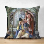 - Suet-K1585-Gorsel - Realhomes Çift Taraflı Osmanlı Temalı Kadınlar Yağlı Boya Dijital Baskılı Dekoratif Modern Süet Yastık Kırlent Kılıfı Realhomes