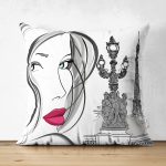 - Suet-K17-Gorsel - Realhomes Çift Taraflı Kadın Silüeti Desenli Dijital Baskılı Dekoratif Modern Süet Yastık Kırlent Kılıfı Realhomes