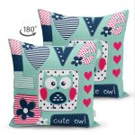 - Suet-K188-Gorsel-1 - Realhomes Çift Taraflı Love Yazılı Sevimli Baykuş Desenli Dijital Baskılı Dekoratif Modern Süet Yastık Kırlent Kılıfı Realhomes