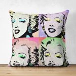 - Suet-K196-Gorsel - Realhomes Çift Taraflı Marilyn Monroe Motifli Dijital Baskılı Dekoratif Süet Yastık Kırlent Kılıfı Realhomes