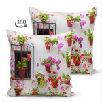 - Suet-K228-Gorsel-1 - Realhomes Çift Taraflı Çiçek Saksıları Temalı Dijital Baskılı Dekoratif Süet Yastık Kırlent Kılıfı Realhomes