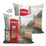 - Suet-K229-Gorsel-1 - Realhomes Çift Taraflı Kırmızı Telefon Kulübesi Tasarımlı Dijital Baskılı Dekoratif Süet Yastık Kırlent Kılıfı Realhomes