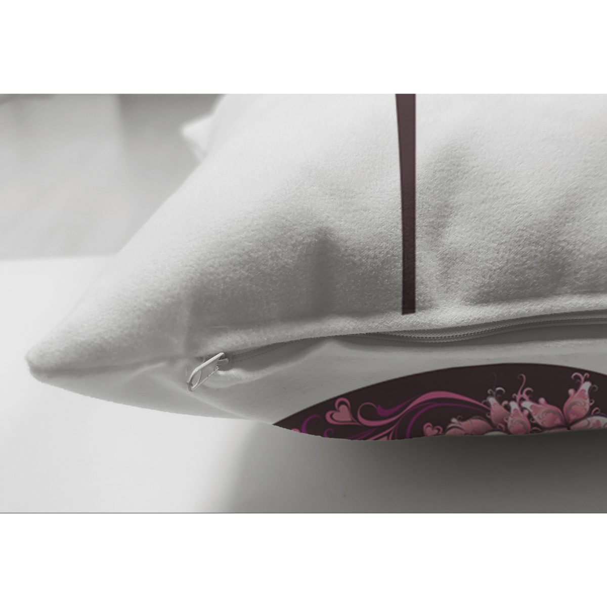 Çift Taraflı Pembe Çiçekli Topuklu Ayakkabı İllüstrasyon Dijital Baskılı Dekoratif Süet Yastık Kırlent Kılıfı Realhomes