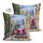 - Suet-K242-Gorsel-1 - Realhomes Çift Taraflı Retro Klasik Araba Tasarımlı Dijital Baskılı Dekoratif Süet Yastık Kırlent Kılıfı Realhomes