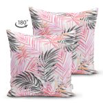 - Suet-K2574-Gorsel-1 - Realhomes Çift Taraflı Pembe Gri Yaprak Temalı Dijital Baskılı Dekoratif Süet Yastık Kırlent Kılıfı Realhomes