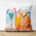 - Suet-K3004-Gorsel - Realhomes Çift Taraflı Summer Sahil Tasarımlı Dijital Baskılı Süet Yastık Kırlent Kılıfı Realhomes