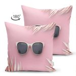 - Suet-K3015-Gorsel-1 - Realhomes Çift Taraflı Pembe Zeminde Gold ve Leaf Özel Tasarım Süet Yastık Kırlent Kılıfı Realhomes