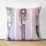 - Suet-K3277-Gorsel - Realhomes Çift Taraflı Fashion Girls Özel Tasarım Dijital Baskılı Modern Süet Yastık Kırlent Kılıfı Realhomes