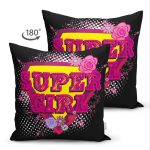 - Suet-K3301-Gorsel-1 - Realhomes Çift Taraflı Siyah Zeminde Super Girl Özel Tasarımlı Dijital Baskılı Modern Süet Yastık Kırlent Kılıfı Realhomes