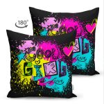 - Suet-K3303-Gorsel-1 - Realhomes Çift Taraflı Siyah Zeminde Cool Tasarımlı Dijital Baskılı Süet Yastık Kırlent Kılıfı Realhomes