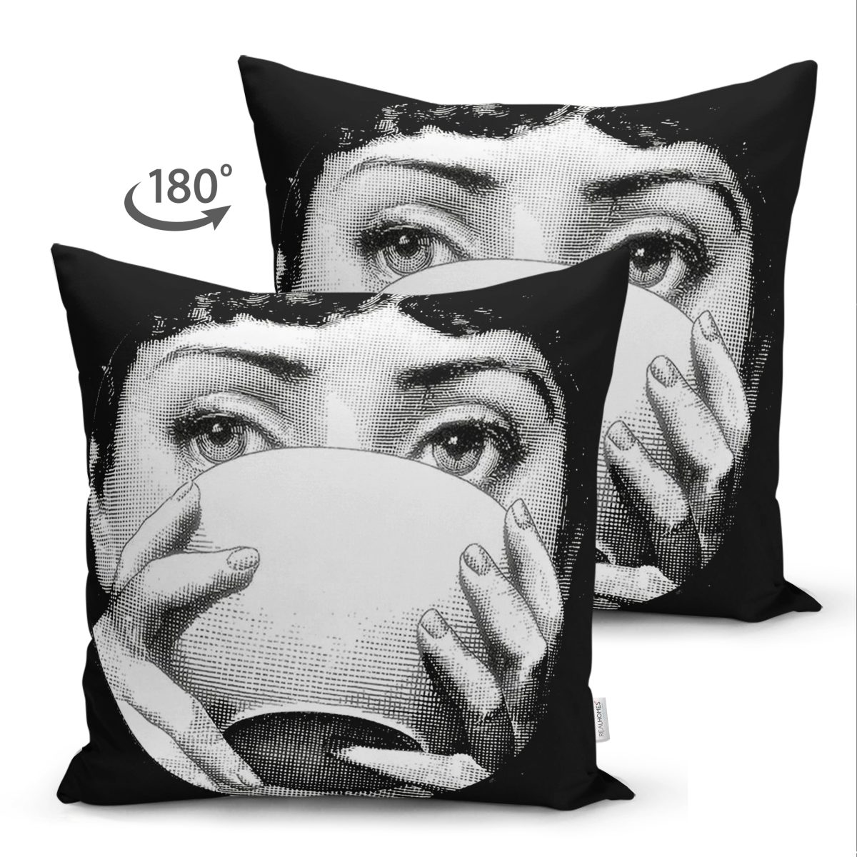 Çift Taraflı Fornasetti Özel Tasarım Dijital Baskılı Dekoratif Süet Yastık Kırlent Kılıfı Realhomes