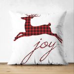 - Suet-K3359-Gorsel - Realhomes Çift Taraflı Geyik Çizimli Modern Dijital Baskılı Süet Yastık Kılıfı Realhomes