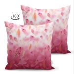 - Suet-K340-Gorsel-1 - Realhomes Çift Taraflı Pembe Zeminde Uçuşan Yapraklar Dijital Baskılı Dekoratif Süet Yastık Kırlent Kılıfı Realhomes