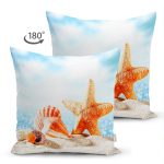 - Suet-K3420-Gorsel-1 - Realhomes Çift Taraflı Sahilde Deniz Yıldızları Özel Tasarım Dijital Baskılı Modern Süet Yastık Kırlent Kılıfı Realhomes